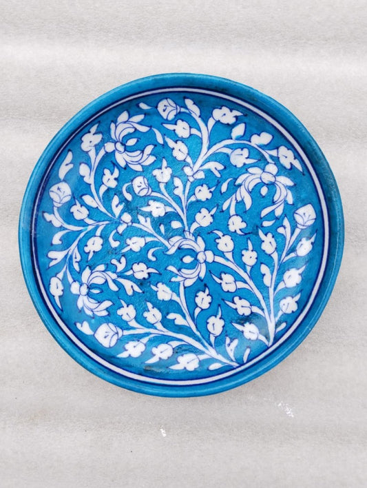 Blue Pottery Wall Hanging Plate 8 inch Style 7