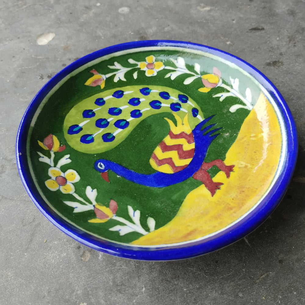 Blue Pottery Wall Hanging Plate 8 inch Style 9