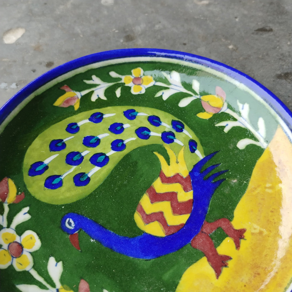Blue Pottery Wall Hanging Plate 8 inch Style 9
