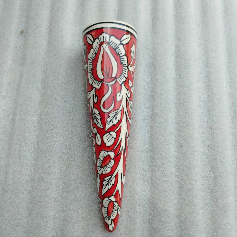 Blue Pottery Wall Planter Floral Design Style 1