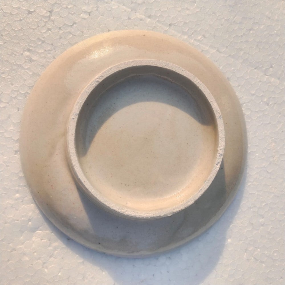 Blue Pottery Wall Plate Sky Blue Floral Design 4 inch