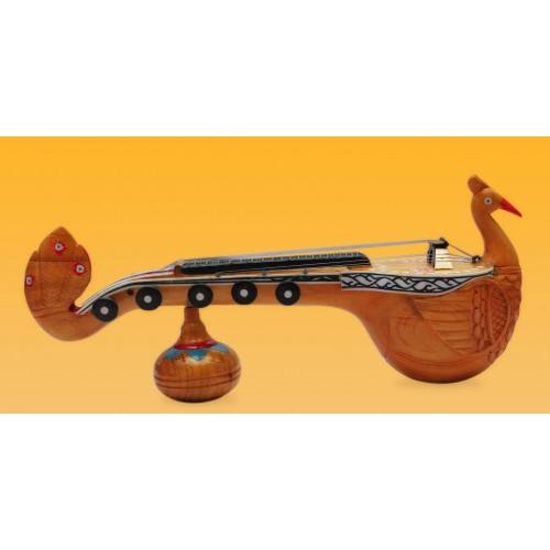 Beautiful Peacock Designed Wooden Bobbili Veena (Saraswati Veena)