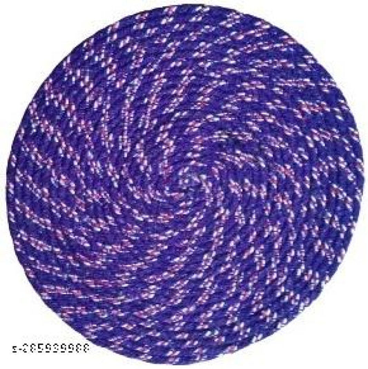 Braided Doormat Round Dark Blue