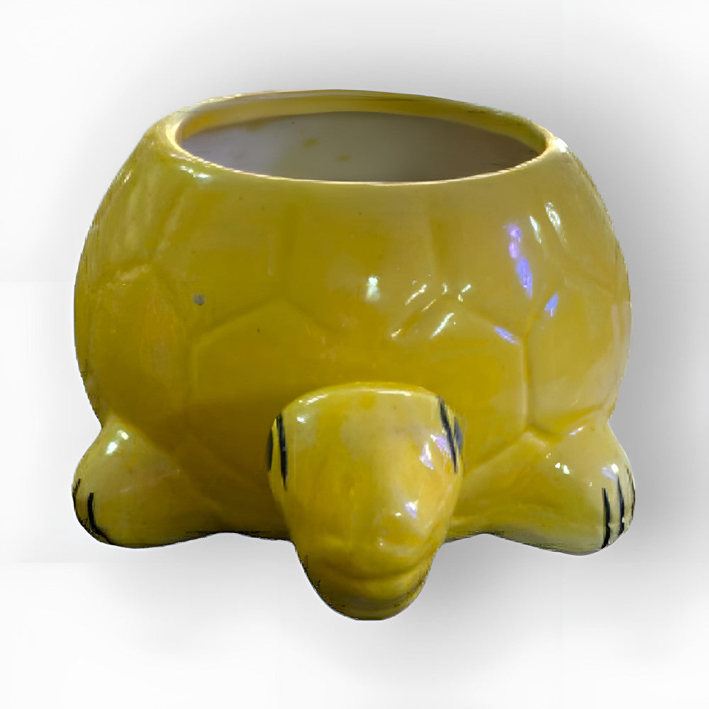 Bright Yellow Tortoise Pot Glaze Pottery