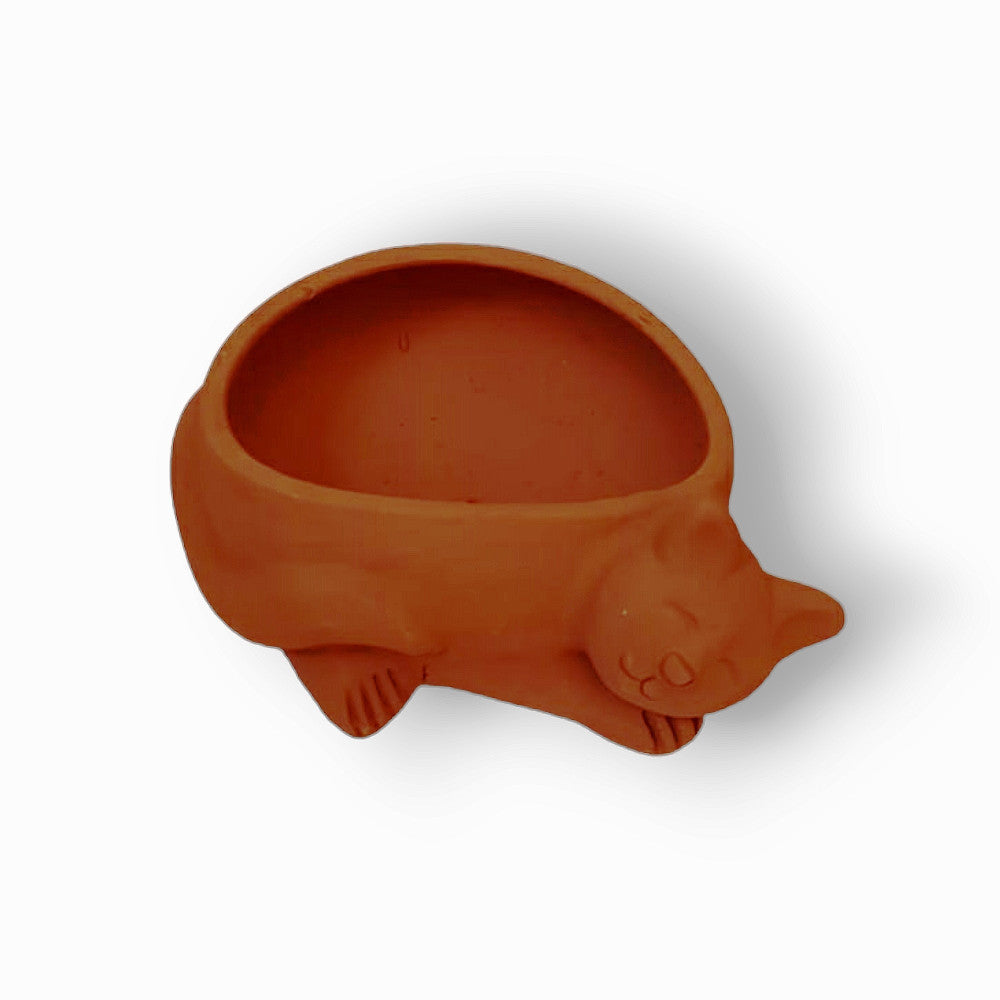 Cat Planter Clay Terracotta Of Molela Art