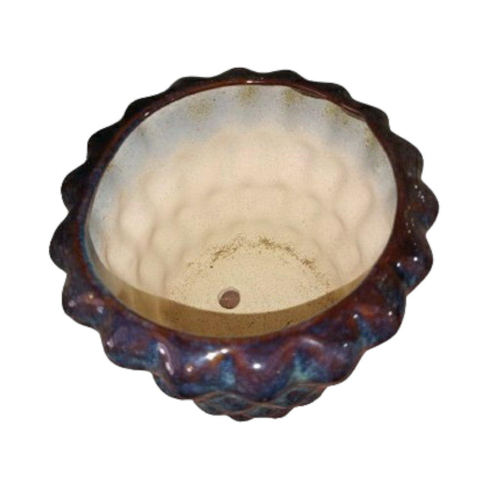 Ceramic Planter in Purple & White Colour