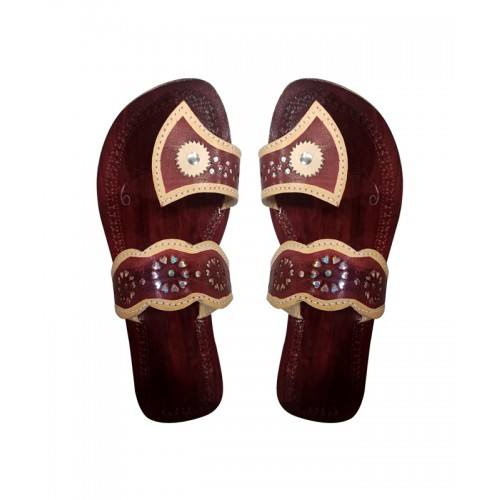 Dark Brown Leather Chamba Chappal For Women