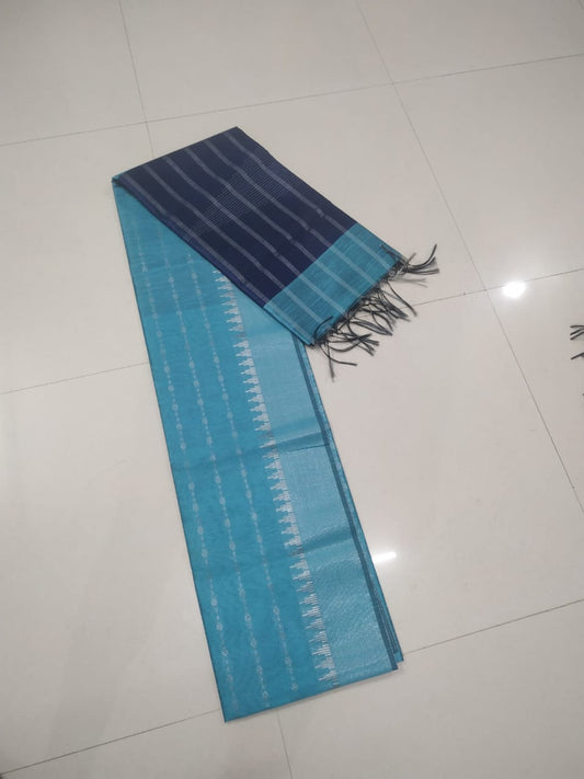 Champa Silk Sky Blue & Blue Saree