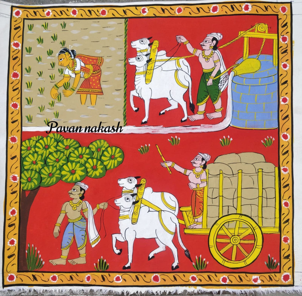 Cheriyal Painting village farmingTheme