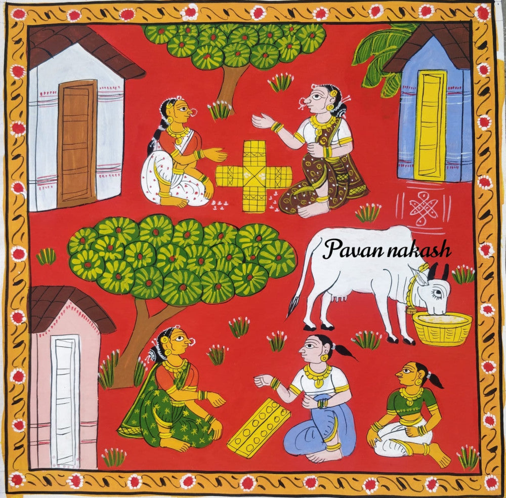 Cheriyal Painting village ladies fun Theme