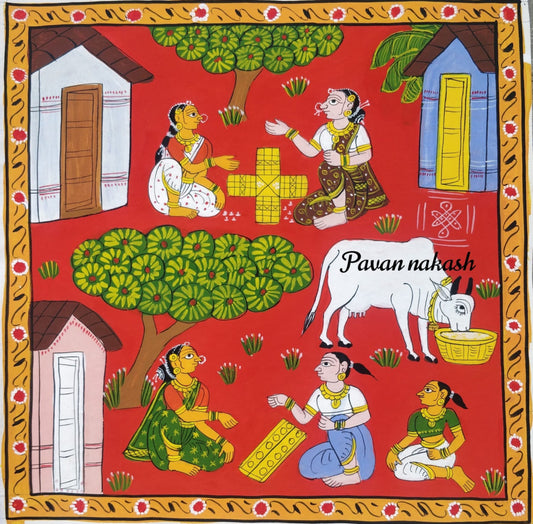 Cheriyal Painting village ladies fun Theme