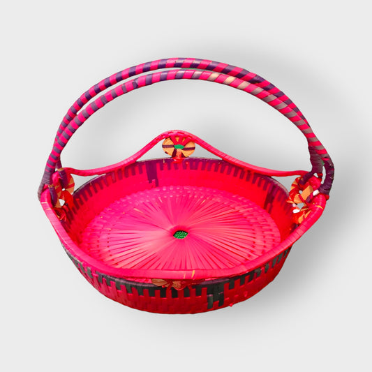 Chettinad Hand Woven Palm Leaf Pooja/Flower Basket