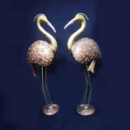 Classic Iron Pair Of Crane T-light Table Décor