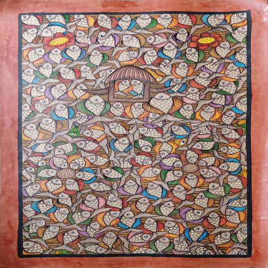 Classic School of Fishes Bengal Patachitra Art