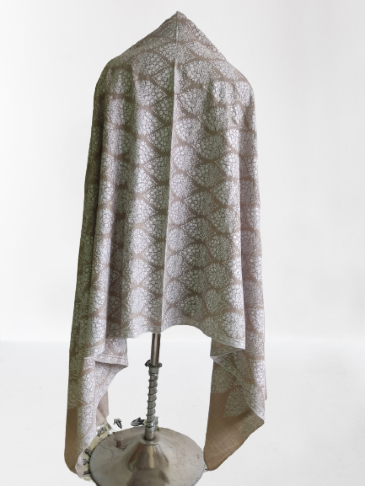 Classy White & Beige Kani Shawl