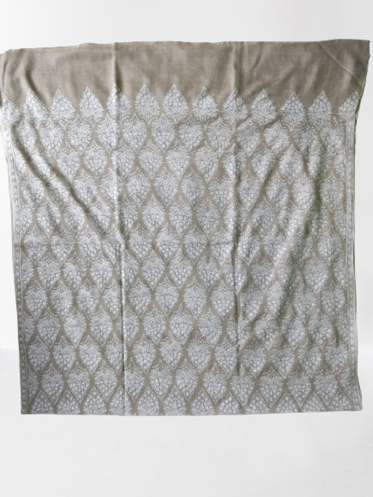 Classy White & Beige Kani Shawl