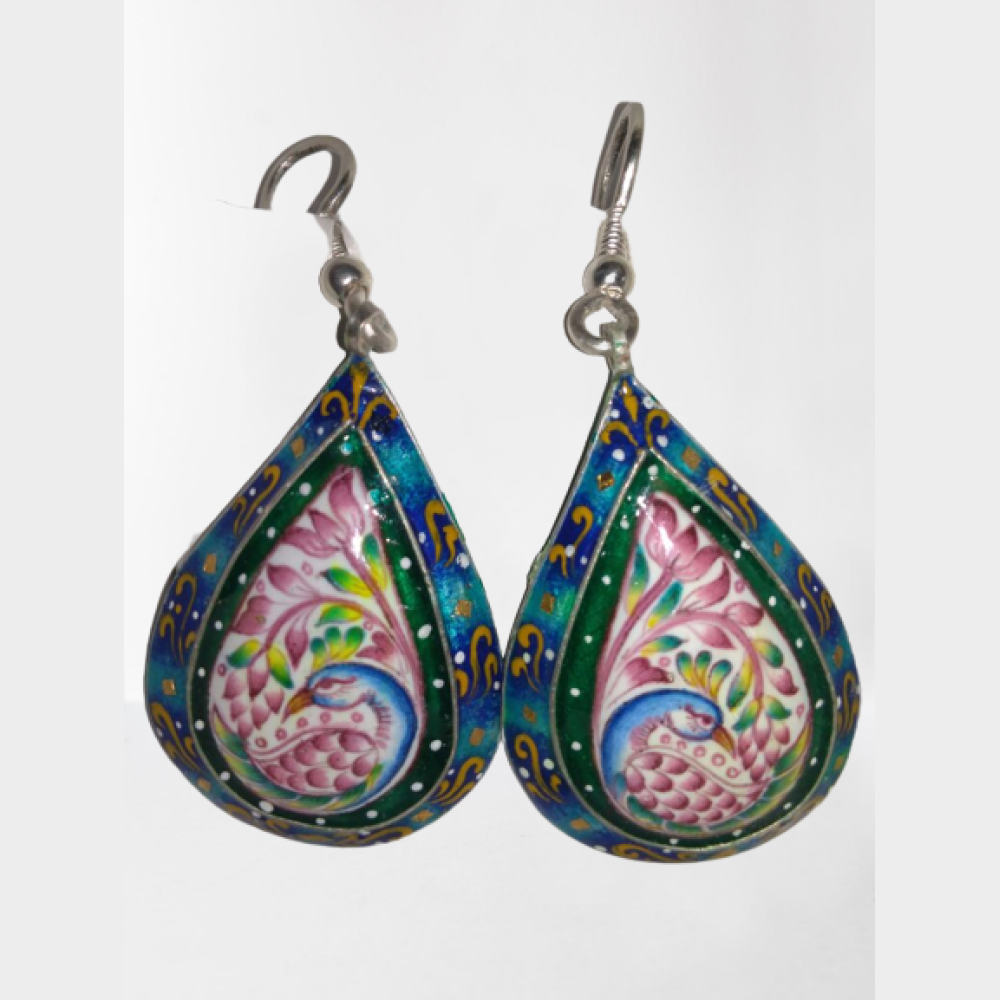 Coloruful Earrings Gulabi Meenakari Art