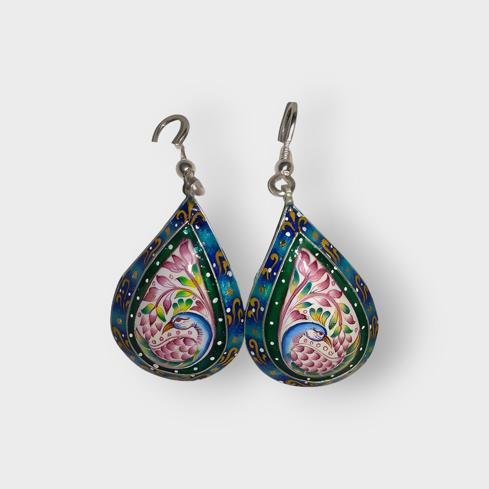 Coloruful Earrings Gulabi Meenakari Art