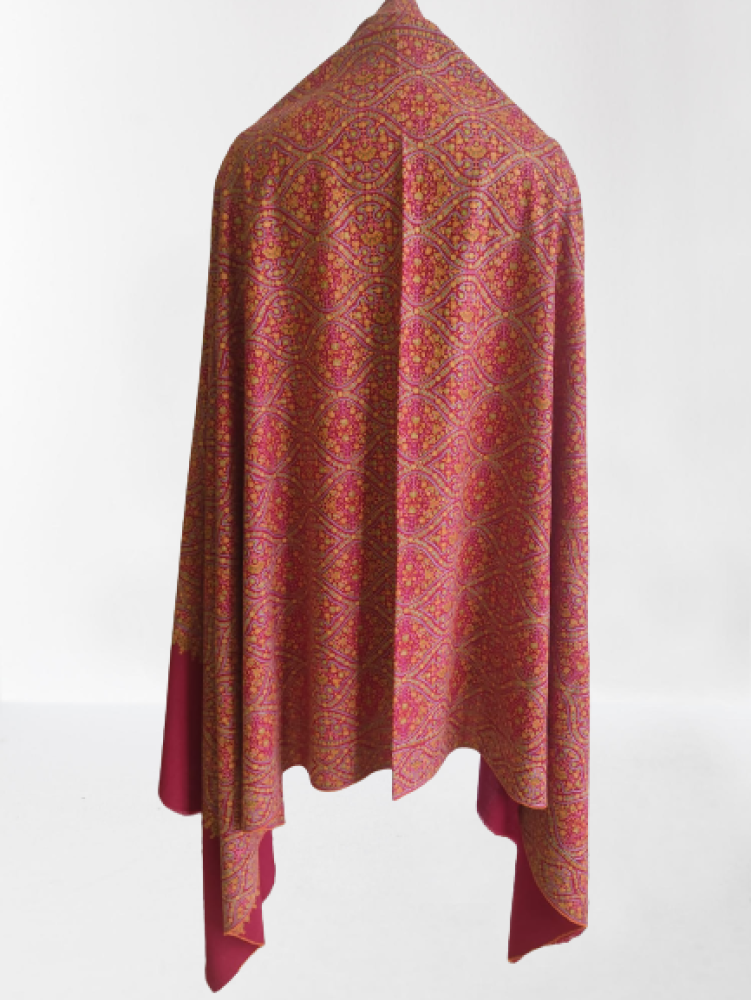 Colourful Dark Pink Designer Kani Shawl
