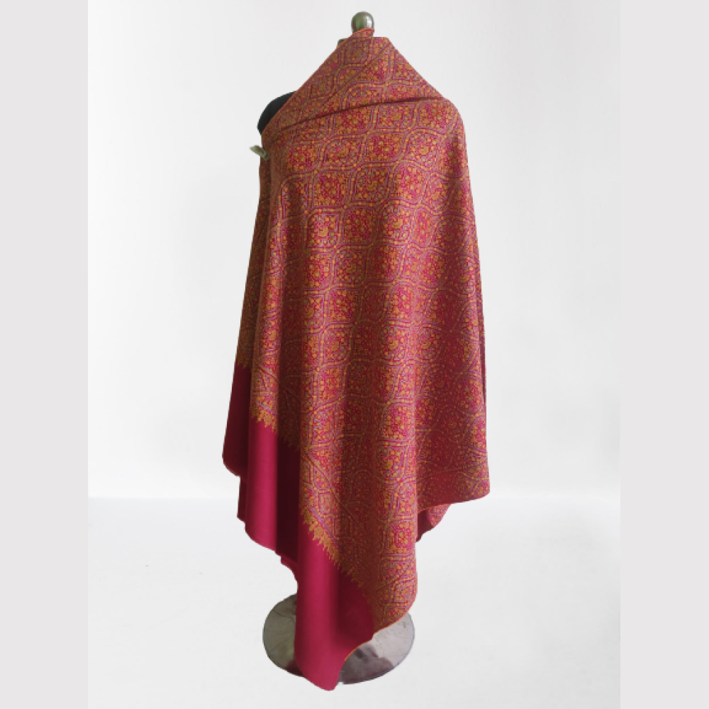 Colourful Dark Pink Designer Kani Shawl