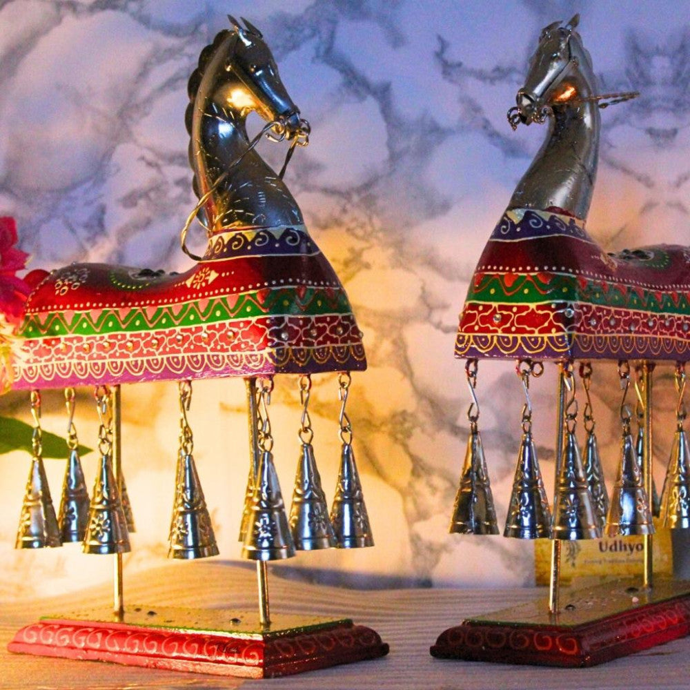 Colourful Metal Horse With Bells