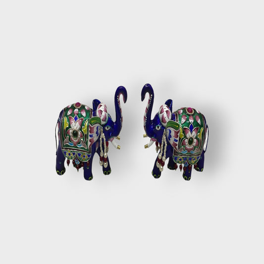 Colourful Pair Of Elephants Gulabi Meenakari Art