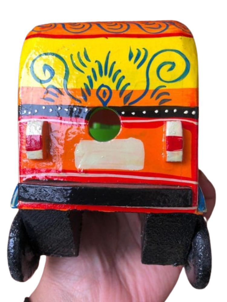 Colourful Pink & Green Wooden Autorickshaw