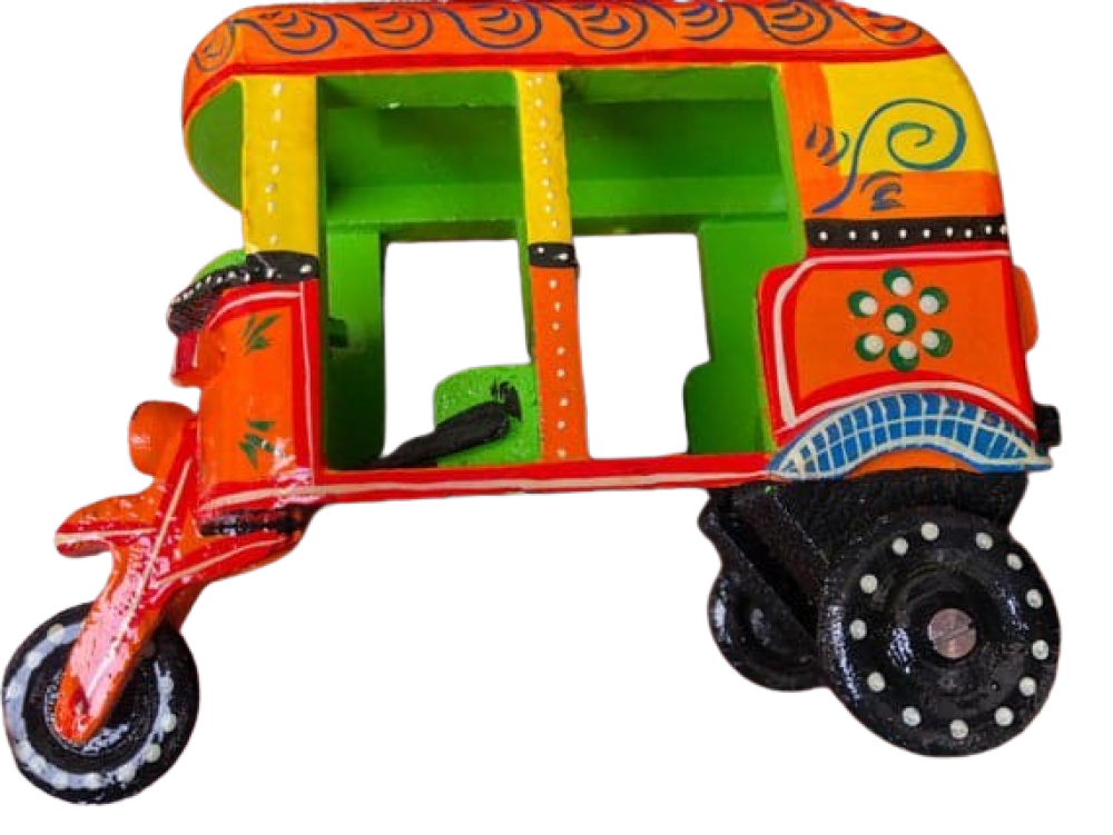 Colourful Pink & Green Wooden Autorickshaw