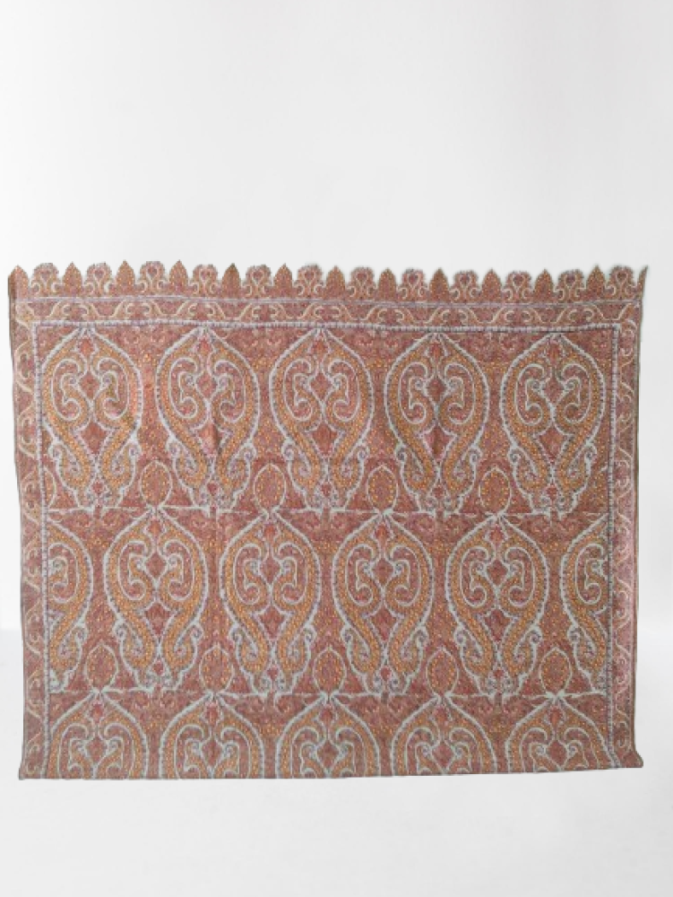 Cream With Orange Deisgner Kani Shawl