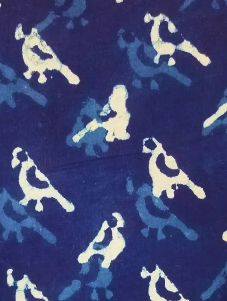 Dabu Block Printed Cotton Men's Short Kurta - Indigo Blue