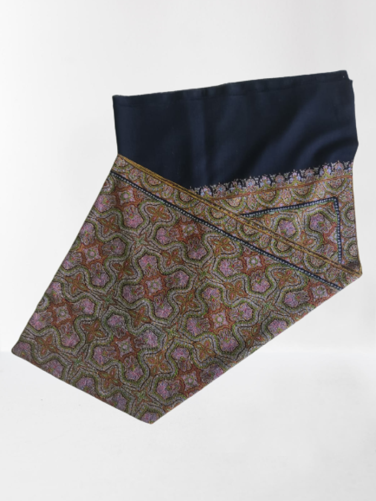 Dashing Black Floral Prints Kani Shawl