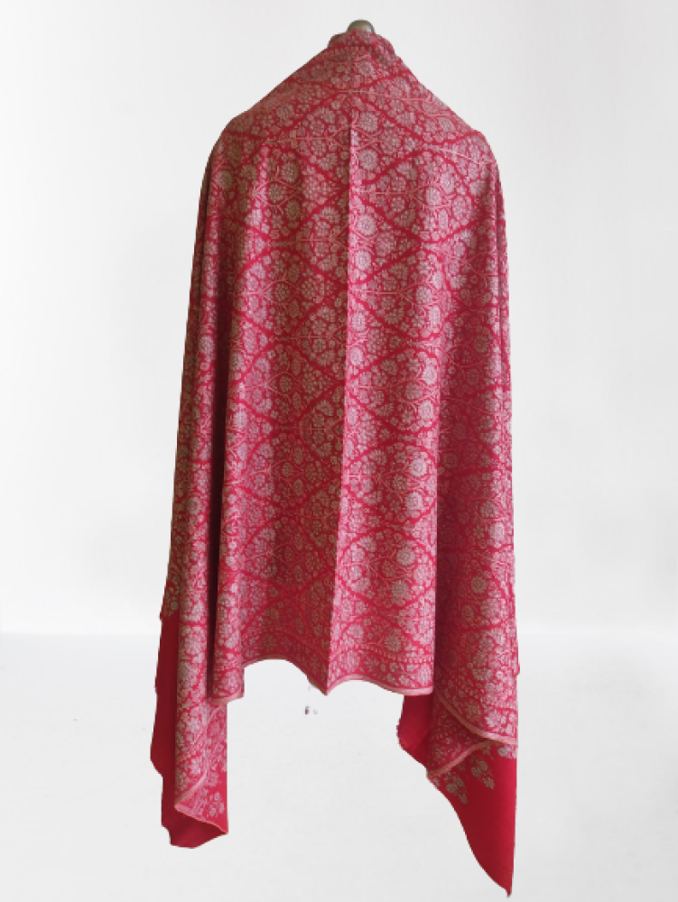 Dashing Pink Floral Design Kani Shawl