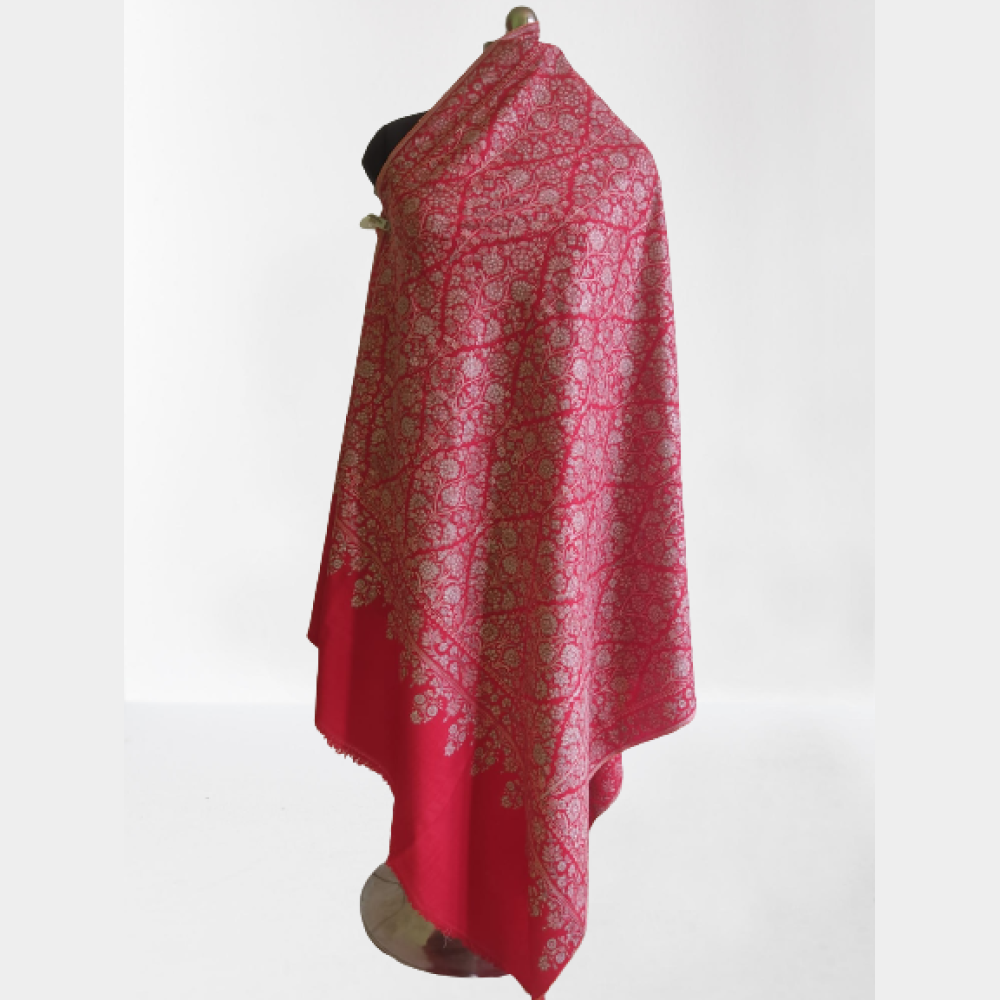 Dashing Pink Floral Design Kani Shawl