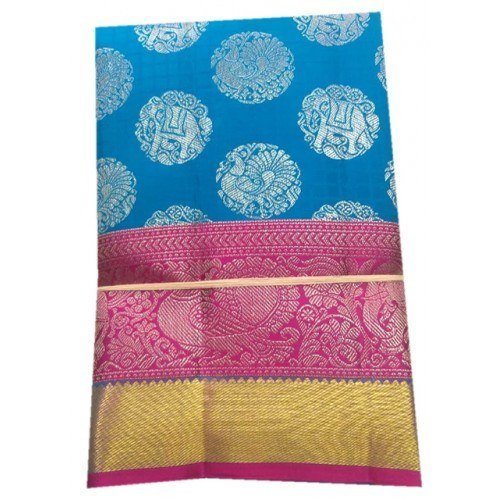 Dharmavaram Handloom Beautiful Blue Kuttu Silk Saree