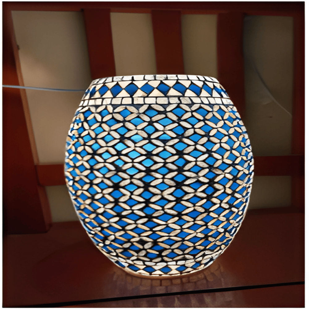 DHOLAK SHAPE TABLE LAMP Blue & White