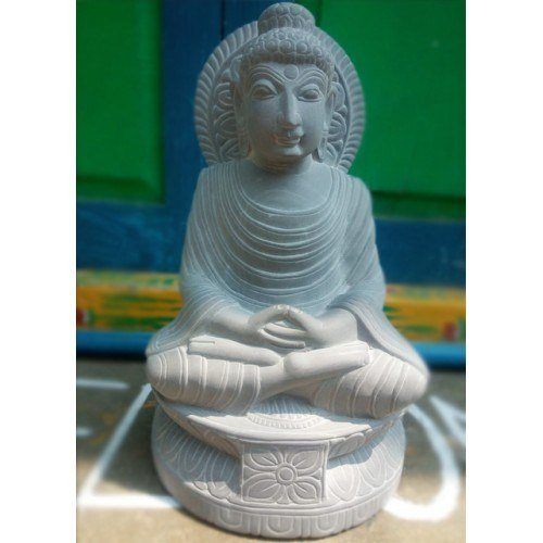 Ancient Artwork of Durgi Stone Carvings Bhagwan Buddha with Peaceful Gesture Statue for Home Decor