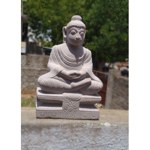 Traditional Artwork of Durgi Stone Carvings Lord Buddha Peaceful Meditation Statue for Home Decor