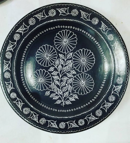 Eco-friendly Handmade Black Pottery of Nizamabad-Round Shaped Wall Hanging