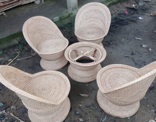 Eco Friendly Karimganj Cane and Bamboo Hand Crafted 4 chair 1 table set