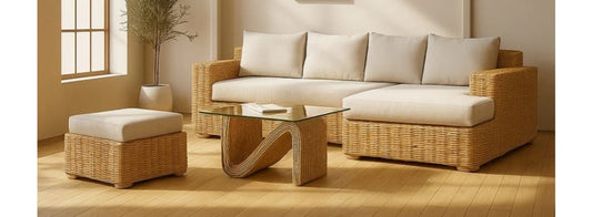 Eco Friendly Karimganj Cane and Bamboo Hand Crafted Malaysia full sofa set 5 seater & 2 table