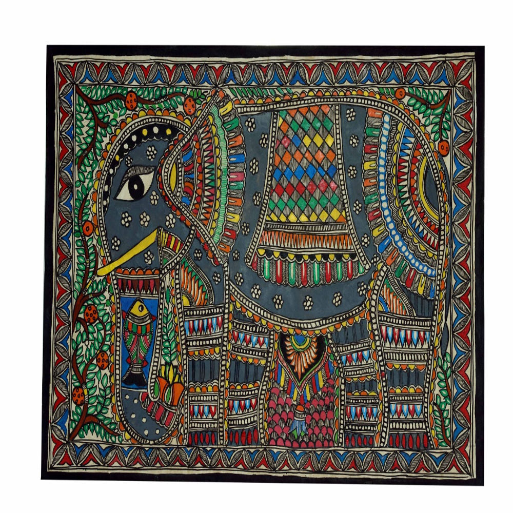 Elegant Elephant Madhubani Painting