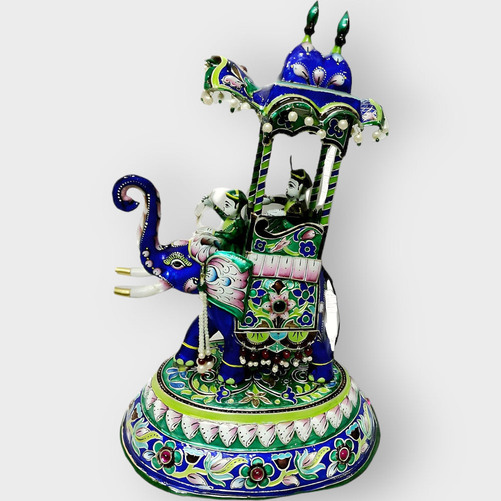 Emperor On Ambari Banaras Gulabi Meenakari Art