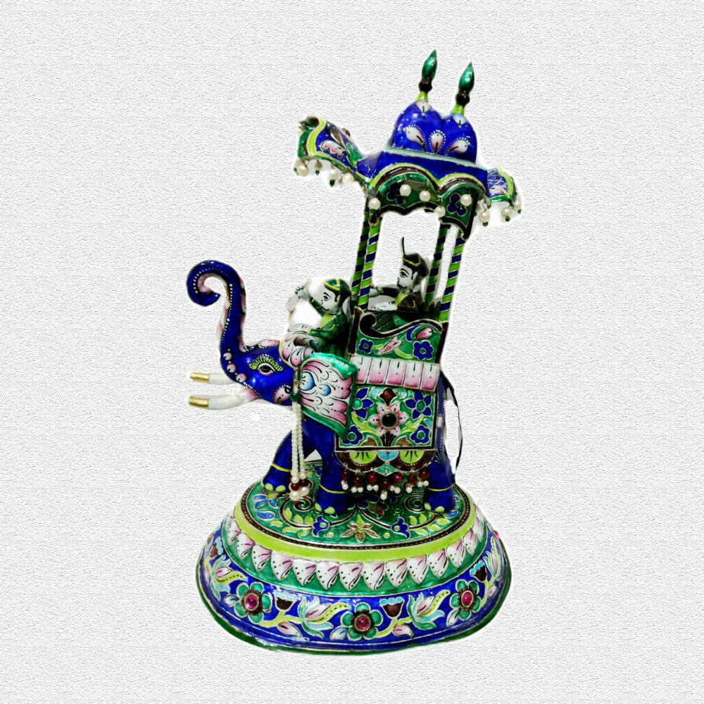 Emperor On Ambari Banaras Gulabi Meenakari Art