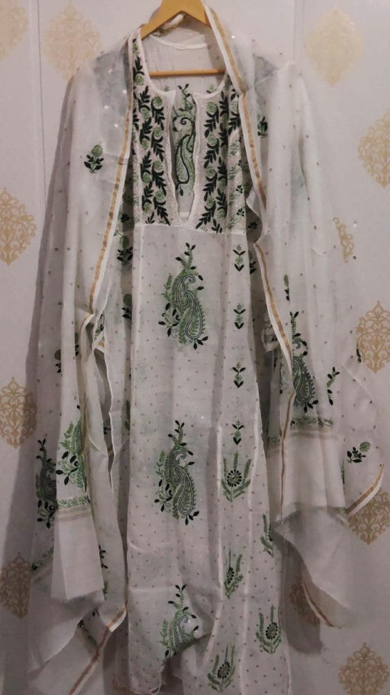 Ethnic White Hand Embroidery Chikankari Kurti