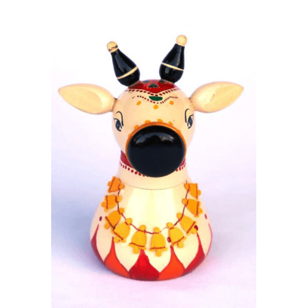 Authentic Handmade Etikoppaka Wooden Toy Of Beautiful Nandhi Box