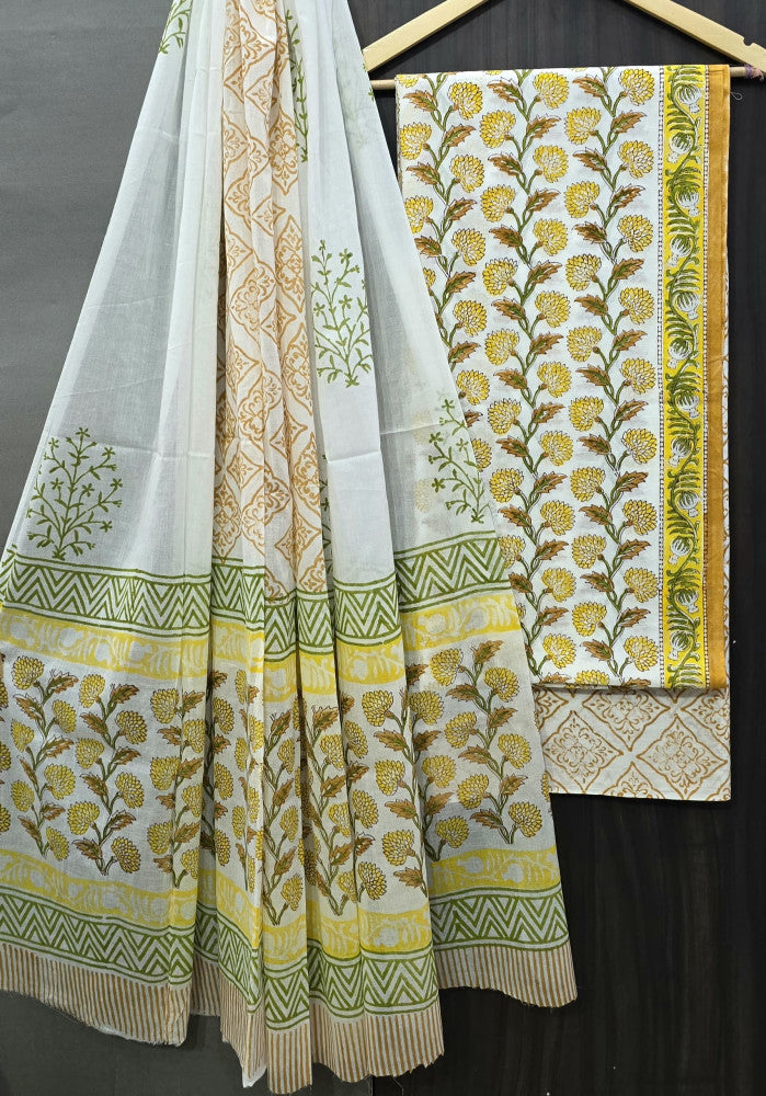 Exclusive Bagru Hand Block Printed Cotton Suit Material With Cotton Dupatta Style 100