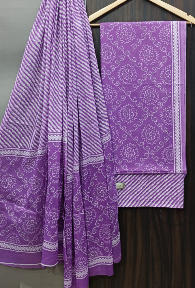 Exclusive Bagru Hand Block Printed Cotton Suit Material With Cotton Dupatta Style 102