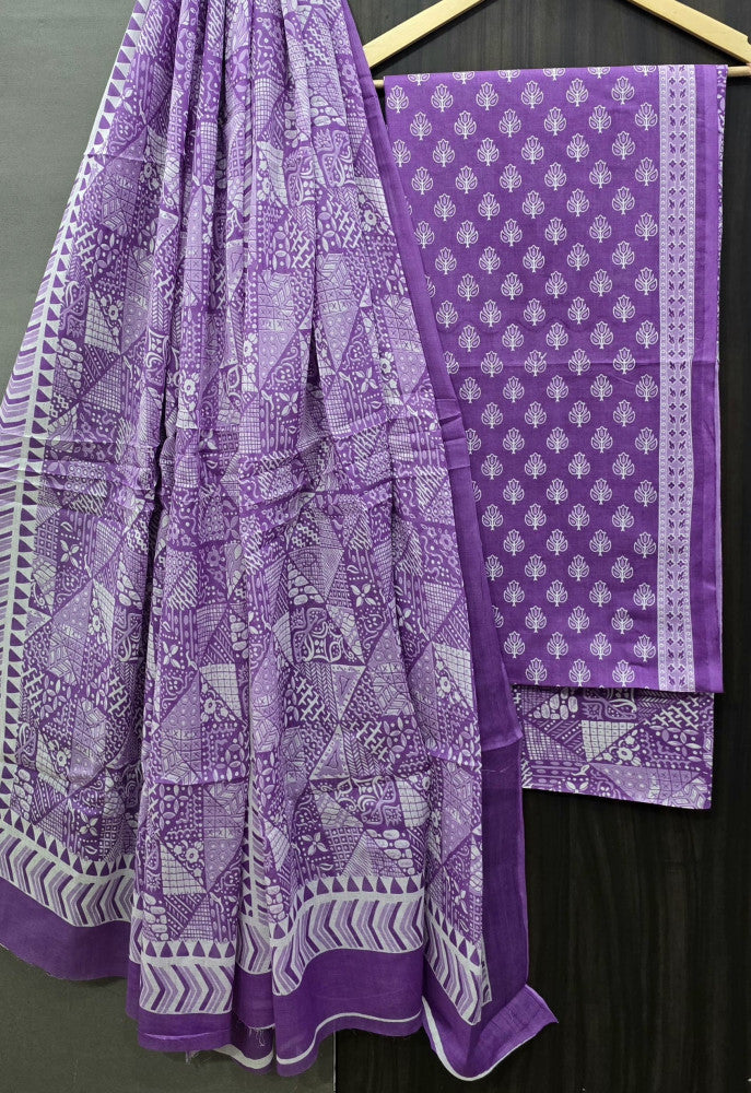 Exclusive Bagru Hand Block Printed Cotton Suit Material With Cotton Dupatta Style 111