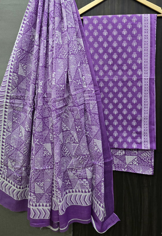 Exclusive Bagru Hand Block Printed Cotton Suit Material With Cotton Dupatta Style 111