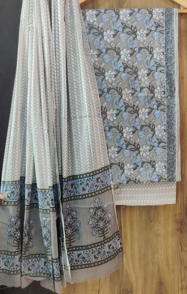 Exclusive Bagru Hand Block Printed Cotton Suit Material With Cotton Dupatta Style 119